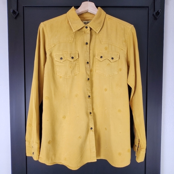 ARIAT REAL QUALITY GOODS SNAP BUTTON LONG SLEEVE EMBROIDERED SHIRT SIZE MEDIUM - Picture 2 of 6